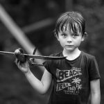 Young man with his model airplane